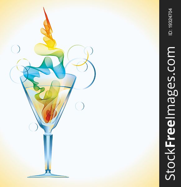 Color cocktail with abstract wave