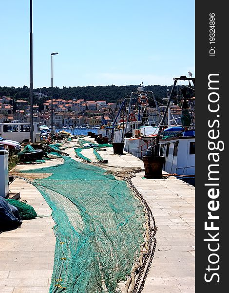 Harbor with fishing net