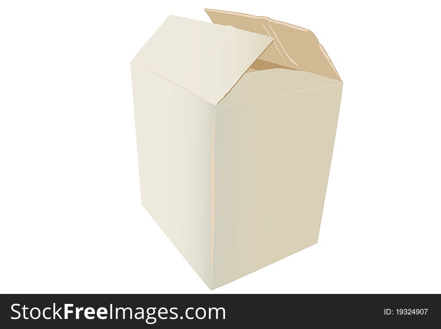 Vector illustration of cardboard box under the white background