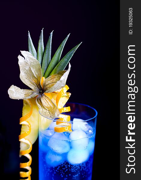 Blue lagoon cocktail served in a glass