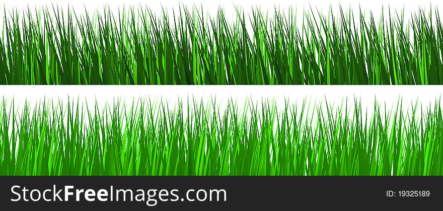 Green grass collection background isolated on white