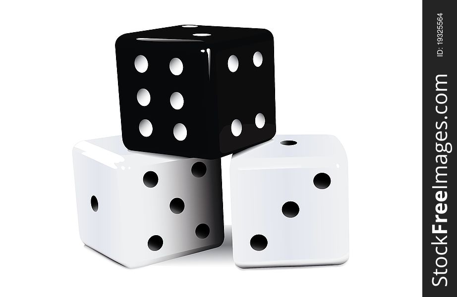 Three dice isolated on white background.
