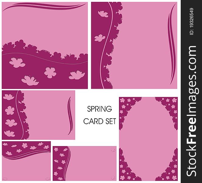 Floral wedding spring card set in pink