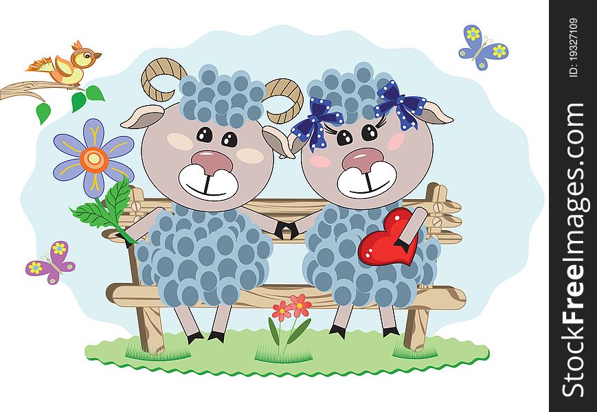 Two Sheep At The Bench