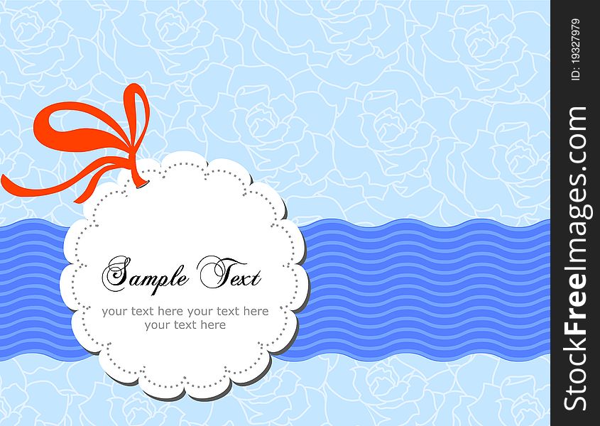 Frame Design For Greeting Card Blue With Bow