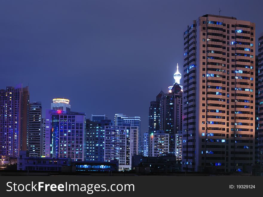 Modern urban landscape at night