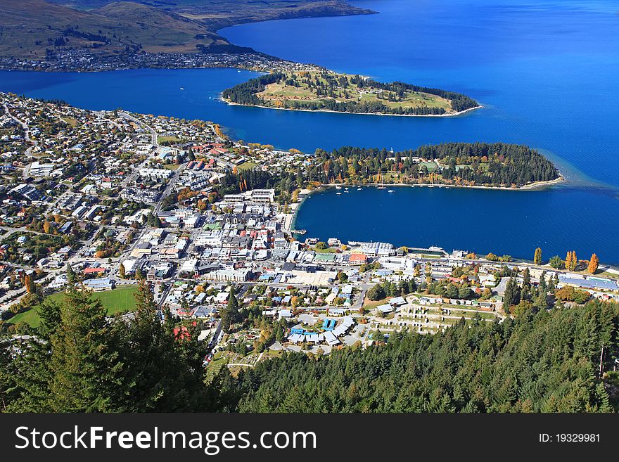 Aerial View Queenstown Downtown