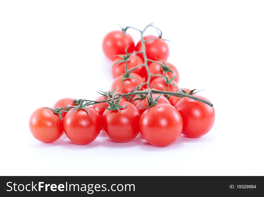 Close up cherry tomatoes isolated on white