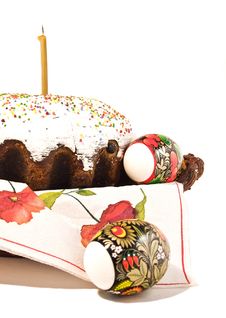 Easter Cake With Candle On A Background Royalty Free Stock Images