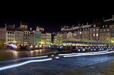 Night Panorama Of Old Town In Warsaw Royalty Free Stock Photos