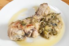 Chicken In A Pan With Onions And Zucchini Royalty Free Stock Image Chicken In A Pan With Onions And Zucchini Royalty Free Stock Image