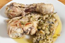 Chicken In A Pan With Onions And Zucchini Royalty Free Stock Photo Chicken In A Pan With Onions And Zucchini Royalty Free Stock Photo