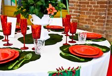 Dinner Table Setup - Italian Style Royalty Free Stock Images Dinner Table Setup - Italian Style Royalty Free Stock Images