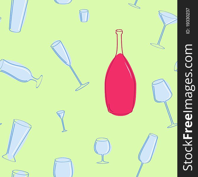 Vector seamless of blue glasses and red bottle. Vector seamless of blue glasses and red bottle.