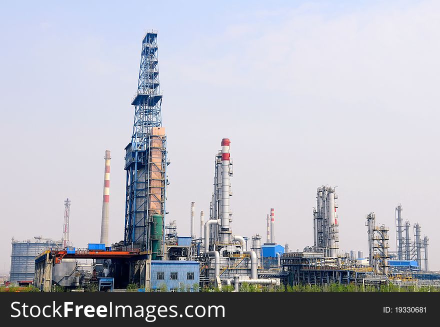 Chemical production facility with sky which taken in china. Chemical production facility with sky which taken in china