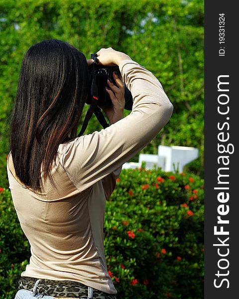 Portrait of photographer in the park. Portrait of photographer in the park