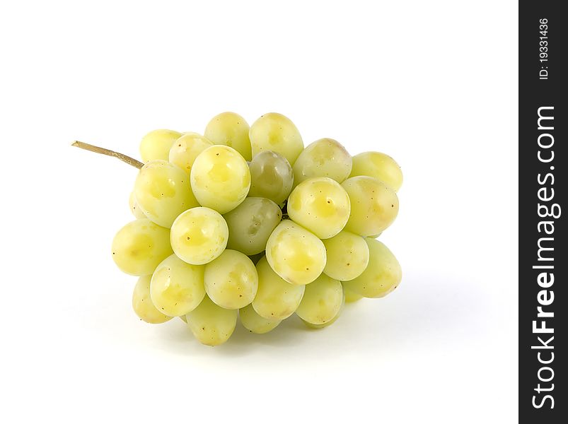 Fresh and tasty green grapes isolated on white background
