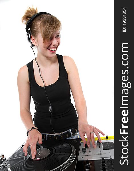 Young Teenage Chick Deejaying