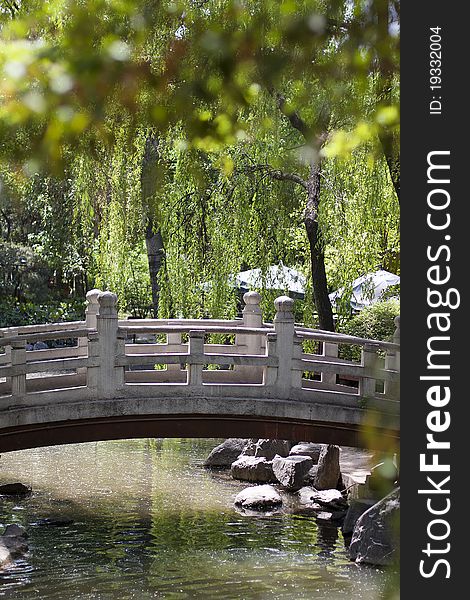 Small Bridge Over The Flowing Stream