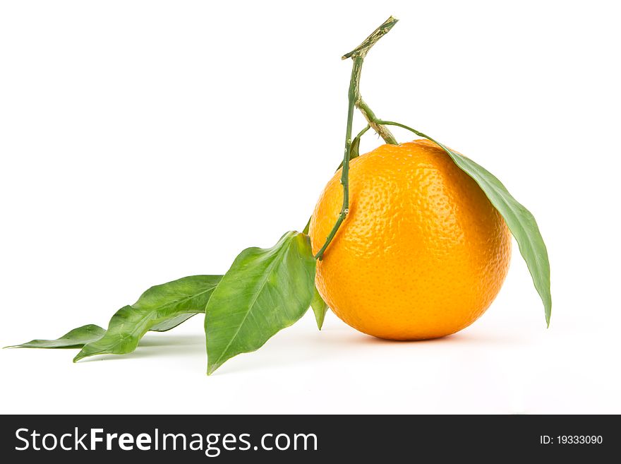 Orange Isolated on white background with leaves. Orange Isolated on white background with leaves