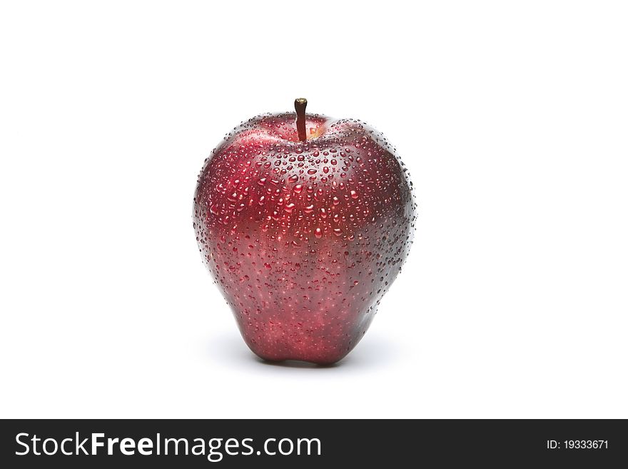 Red wet Apple Isolated on White