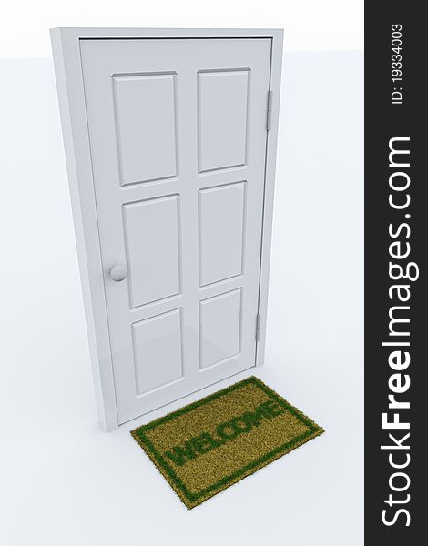 Door with a welcome mat