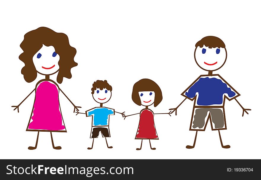 Illustration of funny family of people. Illustration of funny family of people