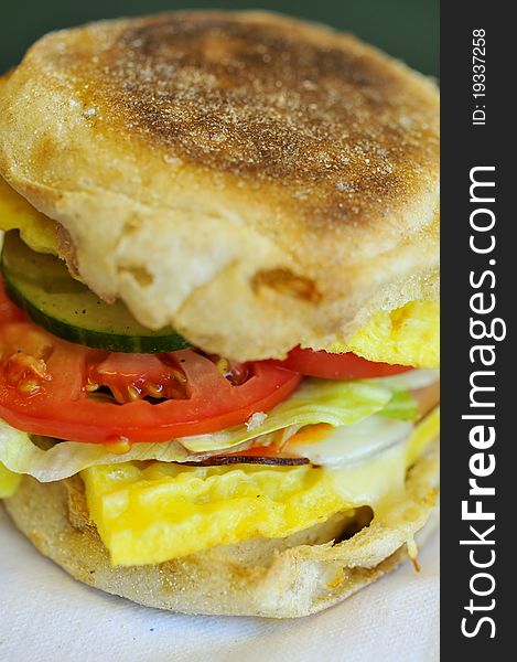 Healthy fast food of vegetable and egg burger.