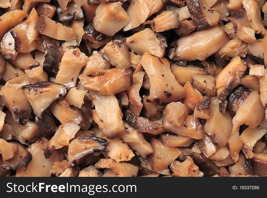 Closeup of cut mushrooms