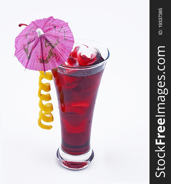 Cocktail photo in glasswares on a white background