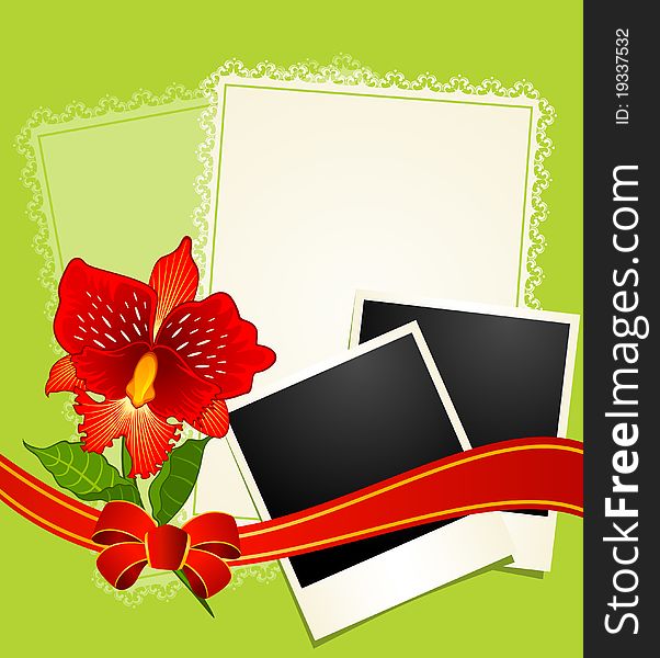 Photo frames with flowers for a design