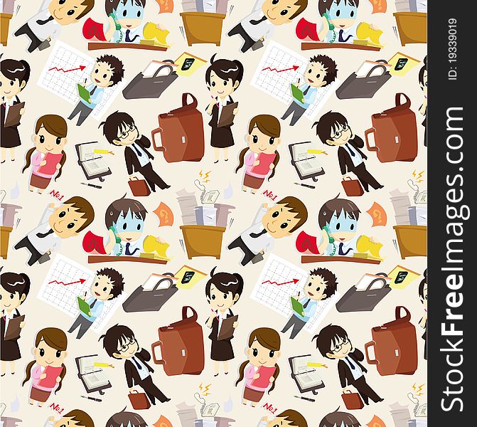 Seamless cartoon office worker pattern