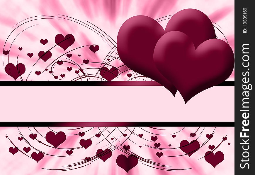 Two hearts on a pink background. Two hearts on a pink background