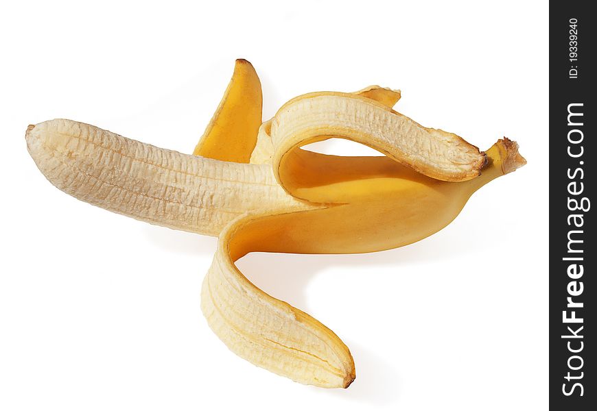 Peeled banana. Delicious ripe tropical fruit