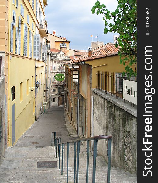 Rural village street in France. Rural village street in France