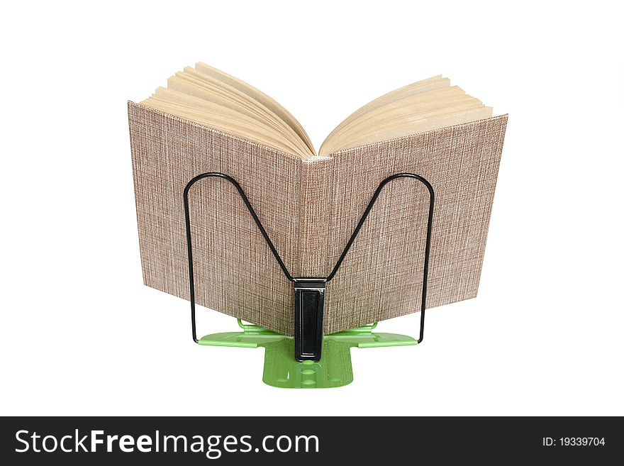 Open book on a stand. Rear view. Open book on a stand. Rear view.