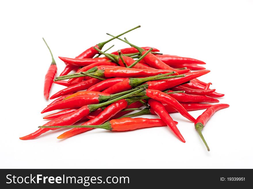 Red chili peppers on a white background