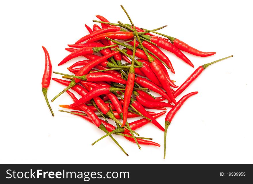 Red chili peppers on a white background