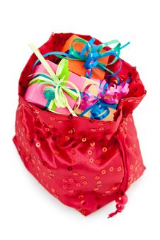 Gift Boxes In A Red Bag Stock Images Gift Boxes In A Red Bag Stock Images