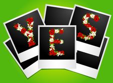 Word From Flowers In Photo Frames Royalty Free Stock Images