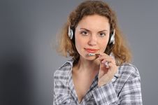 Female Customer Service Representative In Headset Female Customer Service Representative In Headset