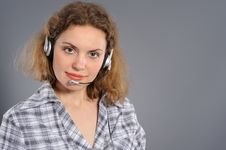 Female Customer Service Representative In Headset Female Customer Service Representative In Headset