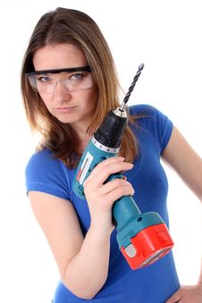 Tough Woman With Power Drill Royalty Free Stock Images Tough Woman With Power Drill Royalty Free Stock Images