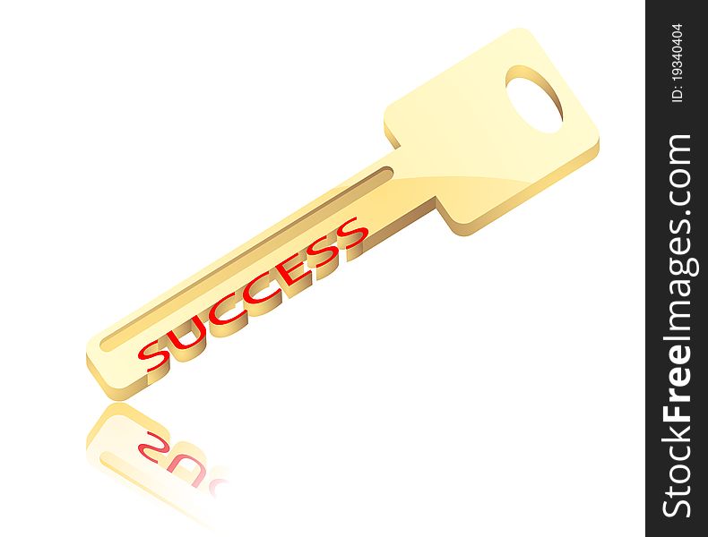 Illustration of the gold key with inscription success. Illustration of the gold key with inscription success.