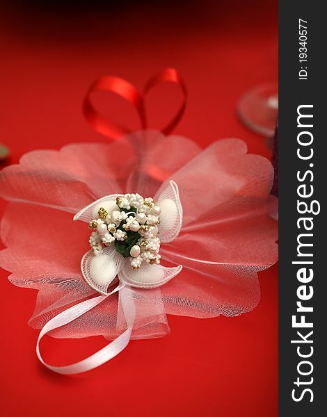 Wedding rings and red background. Wedding rings and red background