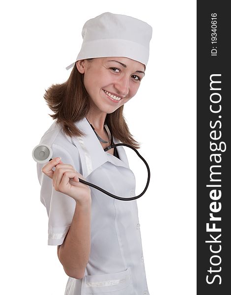 Attractive lady doctor with stethoscope