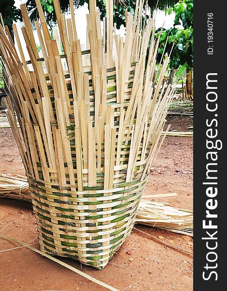 Bamboo basket is the handicraft of rural people in prayao province the northen of thailand