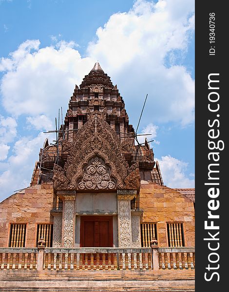 Cambodia castle with the blue sky