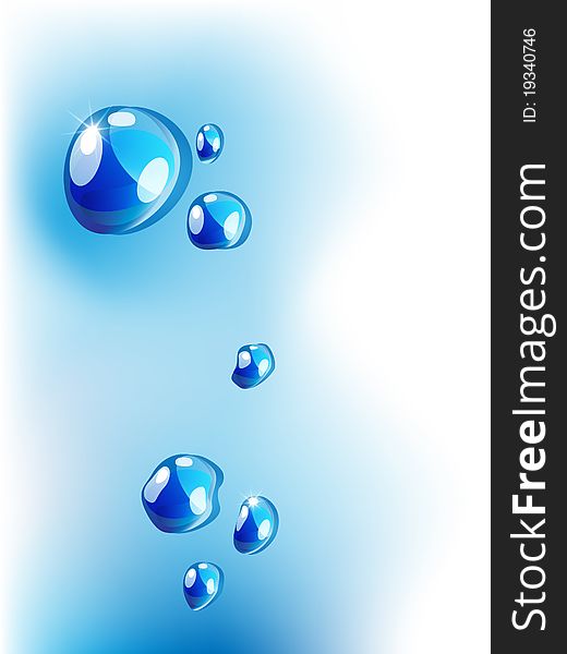 Vector blue background with water drops. Vector blue background with water drops