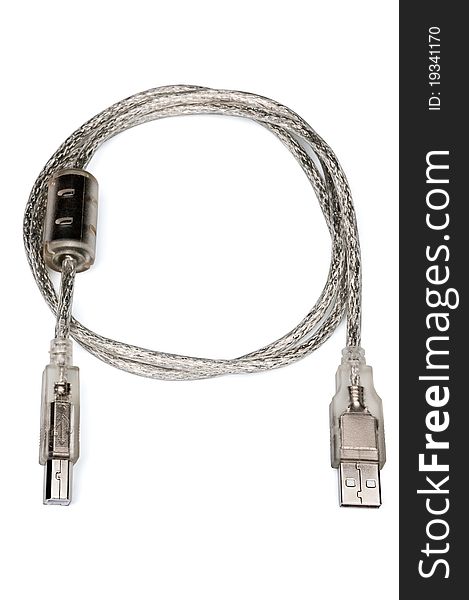 Isolated silver usb to printer cable with filter